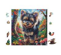 100 Piece Jigsaw Puzzle for Adults Jardin de Chiot Yorkie 28x28cm Retirement Gift for Elderly Great for Brain Health Memory Training Leisure Time Activity Gift