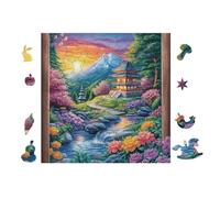 100 Piece Jigsaw Puzzle for Adults Jardin de pagode Japonaise 28x28cm Art Therapy Puzzle Great for Mental Health Stress Relief Emotional Regulation Relaxation Gift