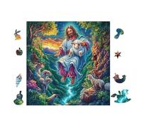 100 Piece Jigsaw Puzzle for Adults Jésus avec Ange Wings 28x28cm Eco-Friendly Cardboard Safe Non-Toxic Perfect for Teens Adults Daily Hobby Home Use Gift