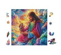 100 Piece Jigsaw Puzzle for Adults Jésus avec Lamb 28x28cm Universal Puzzle for All Occasions Home Decor Family Fun Stress Relief All in One Gift