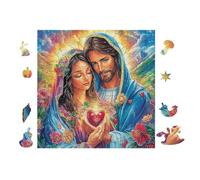100 Piece Jigsaw Puzzle for Adults Jésus avec Le Sacré-Cœur 28x28cm Durable Reusable Cardboard for Puzzle Lovers Family Friends Teens Adults All Ages