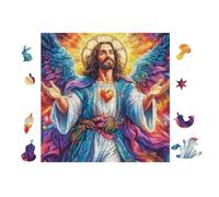 100 Piece Jigsaw Puzzle for Adults Jésus avec Le Sacré-Cœur 28x28cm Family Friendly Puzzle Great for Gathering Parties Friends Reunion Fun Group Activity Game Night
