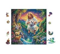 100 Piece Jigsaw Puzzle for Adults Jésus avec Un Enfant in Flower Forêt 28x28cm Boxing Day Gift for Family Great for Gathering Time Together Fun Group Activity Gift