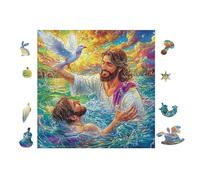 100 Piece Jigsaw Puzzle for Adults Jésus Marche sur l'eau 28x28cm Eco-Friendly Cardboard Safe Non-Toxic Perfect for Teens Adults Daily Hobby Home Use Gift