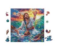 100 Piece Jigsaw Puzzle for Adults Jésus Marche sur l'eau 28x28cm Precision Cut Tight Fit No Burrs Perfect for Family Bonding Parent-14+ Interactive Game Holiday Indoor