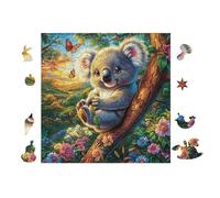 100 Piece Jigsaw Puzzle for Adults Koala in Jardin de Fleurs 28x28cm Art Therapy Puzzle Great for Mental Health Stress Relief Emotional Regulation Relaxation Gift