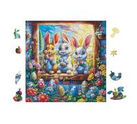 100 Piece Jigsaw Puzzle for Adults Lapins in Framed Garden 28x28cm Retirement Gift for Elderly Great for Brain Health Memory Training Leisure Time Activity Gift
