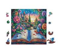 100 Piece Jigsaw Puzzle for Adults Livre Ouvert avec Fleurs 28x28cm Expert Level Challenging Puzzle Great for Collectors Logical Thinking Skill Improvement Brain Training