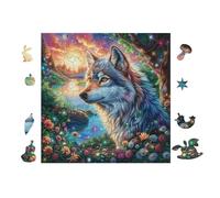 100 Piece Jigsaw Puzzle for Adults Loup in Montagne Forest 28x28cm Summer Holiday Activity Great for VaChation Travel Home Leisure Relaxing Hobby Time Gift