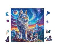 100 Piece Jigsaw Puzzle for Adults Loup with Cubs in Forêt de Montagne 28x28cm Art Therapy Puzzle Great for Mental Health Stress Relief Emotional Regulation Relaxation Gift