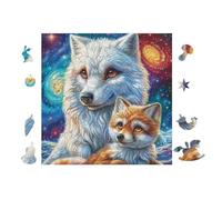 100 Piece Jigsaw Puzzle for Adults Loup with Pup in Montagne Forest 28x28cm Beginner Friendly Smooth Assembly Great for Daily Relaxation Brain Exercise Hand-Eye Coordination