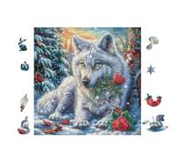 100 Piece Jigsaw Puzzle for Adults Loup with Rose 28x28cm Winter Holiday Indoor Activity Perfect for Cold Days Family Time Together Fun Hobby Gift