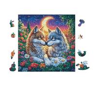 100 Piece Jigsaw Puzzle for Adults Loups Hugging in Moonlight Forêt 28x28cm High Difficulty Puzzle for Advanced Players Great for Skill Training Challenge YoursLutin Gift