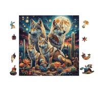 100 Piece Jigsaw Puzzle for Adults Loups in Desert at Moonlight 28x28cm Stress Relief Anxiety Reduction Puzzle Perfect for Office Workers Daily Unwind After Long Work Hours