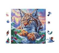 100 Piece Jigsaw Puzzle for Adults Lynx in Jardin de Fleurs 28x28cm Framable Home Decor Artwork HD Clear Details Dust-Free Smooth Assembly Experience No Puzzle Dust