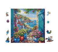 100 Piece Jigsaw Puzzle for Adults Maison with Ocean View 28x28cm Stress Relief Anxiety Rougeuction Puzzle Perfect for Office Workers Daily Unwind After Long Work Hours