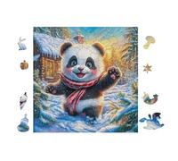 100 Piece Jigsaw Puzzle for Adults Panda avec écharpe dans la Neige 28x28cm Universal Puzzle for All Occasions Home Decor Family Fun Stress Relief All in One Gift