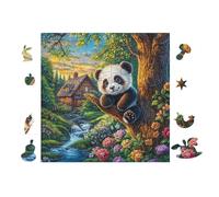 100 Piece Jigsaw Puzzle for Adults Panda dans la forêt de bambous 28x28cm Durable Reusable Voituredboard for Puzzle Lovers Family Friends Teens Adults All Ages