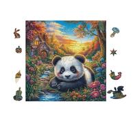100 Piece Jigsaw Puzzle for Adults Panda dans la forêt de bambous 28x28cm Universal Puzzle for All Occasions Home Decor Family Fun Stress Relief All in One Gift