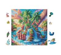 100 Piece Jigsaw Puzzle for Adults Paradis de Cascade Tropicale 28x28cm Thanksgiving Gift Perfect for Family Time Improve Concentration Patience Focus Hand-on Ability