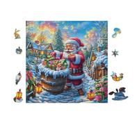 100 Piece Jigsaw Puzzle for Adults Père Noël avec Cadeaux 28x28cm Intermediate Level Puzzle Great for Skill Improvement Logical Reasoning Training Brain Exercise