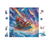 100 Piece Jigsaw Puzzle for Adults Père Noël dans Un traîneau with ReinCerf 28x28cm Intermediate Level Puzzle Great for Skill Improvement Logical Reasoning Training Brain Exercise