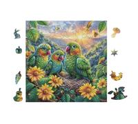 100 Piece Jigsaw Puzzle for Adults Perroquet Trio Tropical Garden 28x28cm Artistic Pattern Puzzle Ideal for Art Lovers Home Wall Decoration Collectible Artwork Display Gift