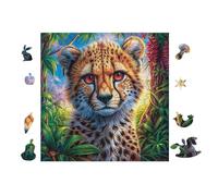 100 Piece Jigsaw Puzzle for Adults Petit léopard dans la forêt de Fleurs 28x28cm Christmas Ideal for Indoor Activities Rainy Days Weekends Family Time Together Fun Hobby