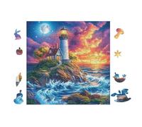100 Piece Jigsaw Puzzle for Adults Phare sur la côte rocheuse 28x28cm Birthday Gift for Teens Adults Fun Hobby Perfect for Leisure Time Brain Exercise Gift
