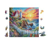 100 Piece Jigsaw Puzzle for Adults Phare sur Le Sentier côtier 28x28cm Collectible Art Puzzle Great for Hobbyists Long Lasting Durable Premium Material Gift