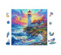 100 Piece Jigsaw Puzzle for Adults Phare sur Le Sentier côtier 28x28cm High Difficulty Challenging Puzzle Great for Advanced Players Strong Sense of Accomplishment