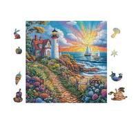 100 Piece Jigsaw Puzzle for Adults Phare sur Le Sentier côtier 28x28cm Maisonwarming Gift Idea Elegant Wall Decor for New Home Easy Assembly for Teens Adults Beginners