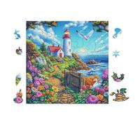 100 Piece Jigsaw Puzzle for Adults Phare sur Le Sentier côtier 28x28cm Summer Holiday Activity Great for VaChation Travel Home Leisure Relaxing Hobby Time Gift