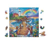 100 Piece Jigsaw Puzzle for Adults Phare sur Le Sentier côtier 28x28cm Team Building Activity for Office Colleagues Fun Group Game Improve Cooperation Ability