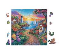100 Piece Jigsaw Puzzle for Adults Phare Village côtier 28x28cm Easy Assembly for Beginners Great for 14+s Teens Improve Hands-on Ability Concentration
