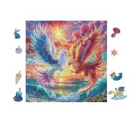 100 Piece Jigsaw Puzzle for Adults Phénix with Arc-en-Ciel Wings 28x28cm Intermediate Level Puzzle Great for Skill Improvement Logical Reasoning Training Brain Exercise