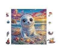 100 Piece Jigsaw Puzzle for Adults Phoque Chiot in Ocean 28x28cm Stress Relief Anxiety Rougeuction Puzzle Perfect for Office Workers Daily Unwind After Long Work Hours