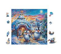 100 Piece Jigsaw Puzzle for Adults Pingouins dans l'igloo à Noël 28x28cm Expert Level Puzzle for Advanced Players Challenging Fun Great for Hobby Enthusiasts Gift