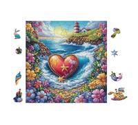 100 Piece Jigsaw Puzzle for Adults Plage avec Un Rocher en Forme de cœur 28x28cm Christmas Ideal for Indoor Activities Rainy Days Weekends Family Time Together Fun Hobby