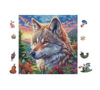 100 Piece Jigsaw Puzzle for Adults Portrait de Loup dans la forêt 28x28cm for 14+s Teens Adults Fun Family Activity Holiday Time Together Gift