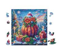 100 Piece Jigsaw Puzzle for Adults Pumpkin avec des Fleurs and Candles 28x28cm Christmas Ideal for Indoor Activities Rainy Days Weekends Family Time Together Fun Hobby