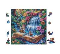 100 Piece Jigsaw Puzzle for Adults Renard by Waterfall in Open Book 28x28cm Winter Holiday Indoor Activity Perfect for Cold Days Family Time Together Fun Hobby Gift