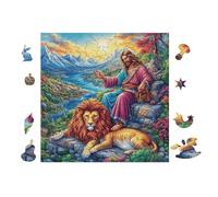 100 Piece Jigsaw Puzzle for Adults Roi Lion dans la forêt 28x28cm Collectible Art Puzzle Great for Hobbyists Long Lasting Durable Premium Material Gift