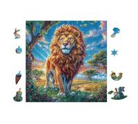 100 Piece Jigsaw Puzzle for Adults Roi Lion dans la forêt 28x28cm Precision Cut Tight Fit No Burrs Perfect for Family Bonding Parent-14+ Interactive Game Holiday Indoor
