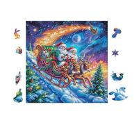 100 Piece Jigsaw Puzzle for Adults Santa on Traîneau in Night Sky 28x28cm High Difficulty Puzzle for Advanced Players Great for Skill Training Challenge YoursLutin Gift