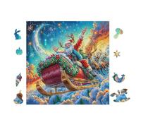 100 Piece Jigsaw Puzzle for Adults Santa on Traîneau with ReinCerf 28x28cm Expert Level Puzzle for Advanced Players Challenging Fun Great for Hobby Enthusiasts Gift
