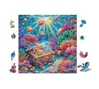 100 Piece Jigsaw Puzzle for Adults Scène de trésor sous l'eau 28x28cm Stress Relief Anxiety Reduction Puzzle Perfect for Office Workers Daily Unwind After Long Work Hours
