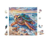 100 Piece Jigsaw Puzzle for Adults Sea Turtle on Plage Tropicale 28x28cm Expert Level Challenging Puzzle Great for Collectors Logical Thinking Skill Improvement Brain Training