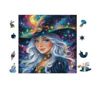 100 Piece Jigsaw Puzzle for Adults Sorcière avec des Fleurs 28x28cm Vibrant Non-Fading Print Framable Wall Art Ideal for Living Room Bedroom Office Home Artistic