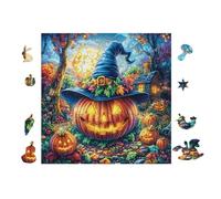 100 Piece Jigsaw Puzzle for Adults Sorcière avec Une Citrouille à Halloween 28x28cm Team Building Activity for Office Colleagues Fun Group Game Improve Cooperation Ability